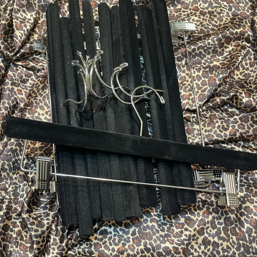 10 Crushed Velvet Black and Silver Pant Hangers